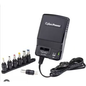 CyberPower Universal Power Adapter 7 Tips 2.1A USB-A Port 5ft Cord Black NEW